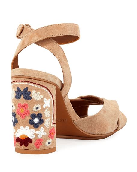 chloe embroidered sandals|chloe block heel sandals.